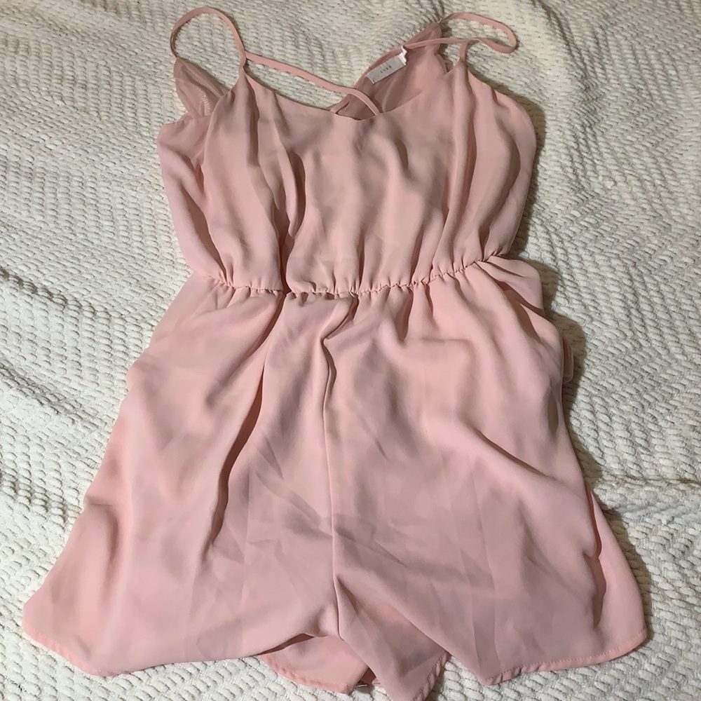 Size Medium Pink Sleeveless Romper with Pockets
